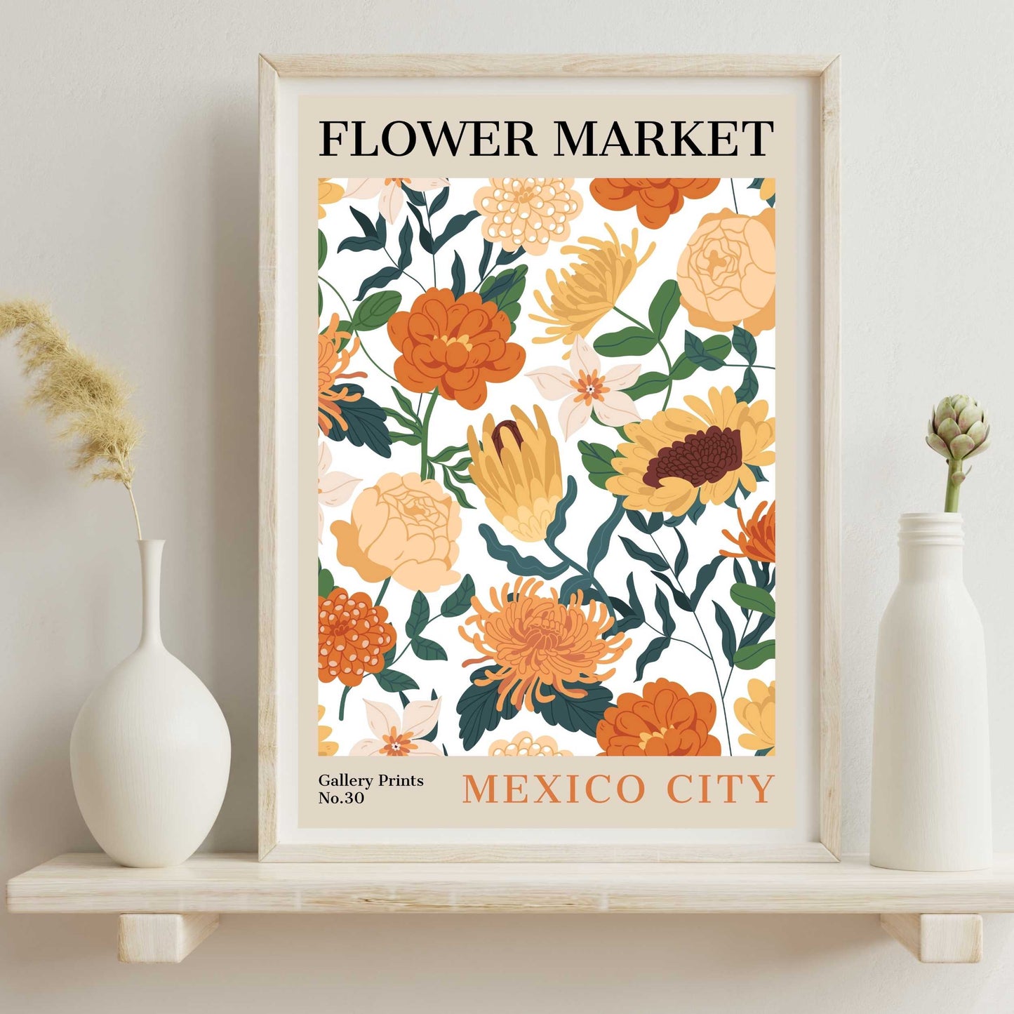 Mexico City Flower Market Poster | S01