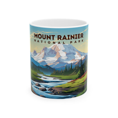 Mount Rainier National Park Mug | White Ceramic Mug (11oz, 15oz)