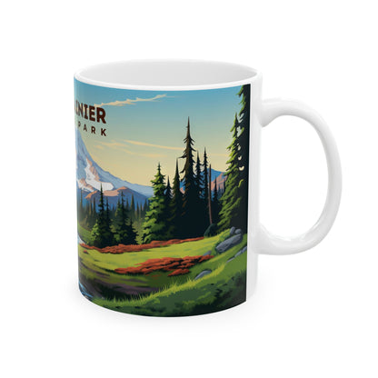 Mount Rainier National Park Mug | White Ceramic Mug (11oz, 15oz)