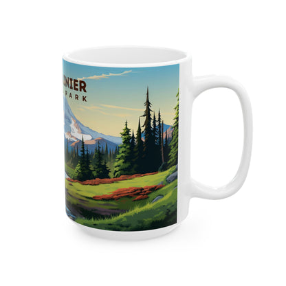 Mount Rainier National Park Mug | White Ceramic Mug (11oz, 15oz)