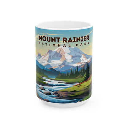 Mount Rainier National Park Mug | White Ceramic Mug (11oz, 15oz)