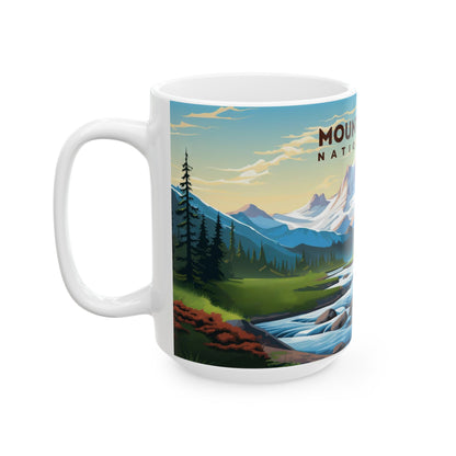 Mount Rainier National Park Mug | White Ceramic Mug (11oz, 15oz)