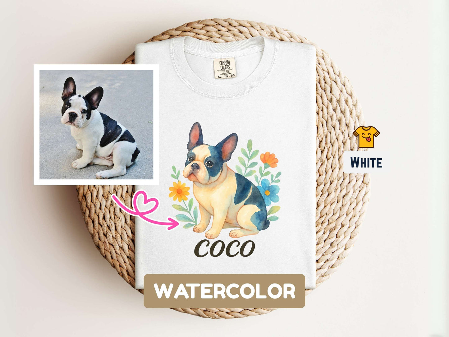 Custom Pet T-shirt with Pet Photo | Personalized Pet Portrait Tee