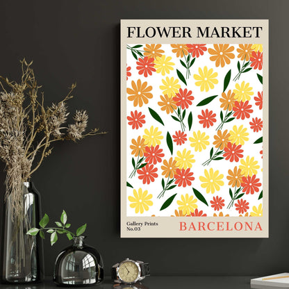 Barcelona Flower Market Poster | S01