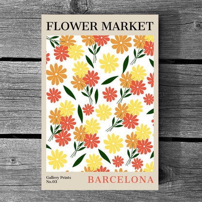 Barcelona Flower Market Poster | S01