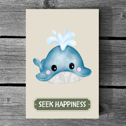 Seek Happiness Whale Poster | S01