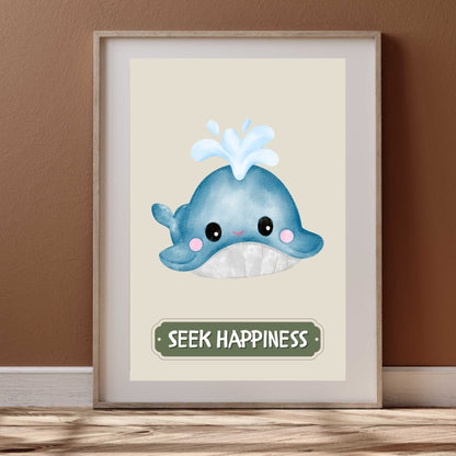 Seek Happiness Whale Poster | S01