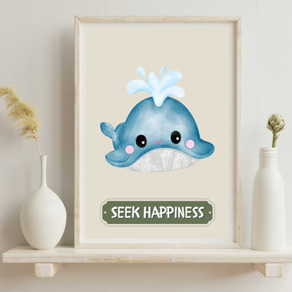 Seek Happiness Whale Poster | S01