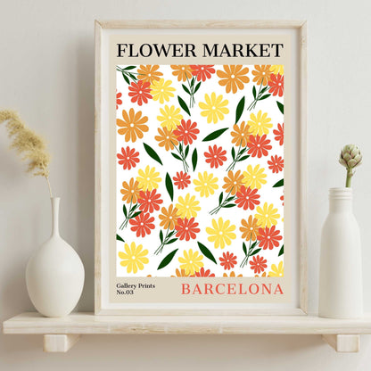 Barcelona Flower Market Poster | S01