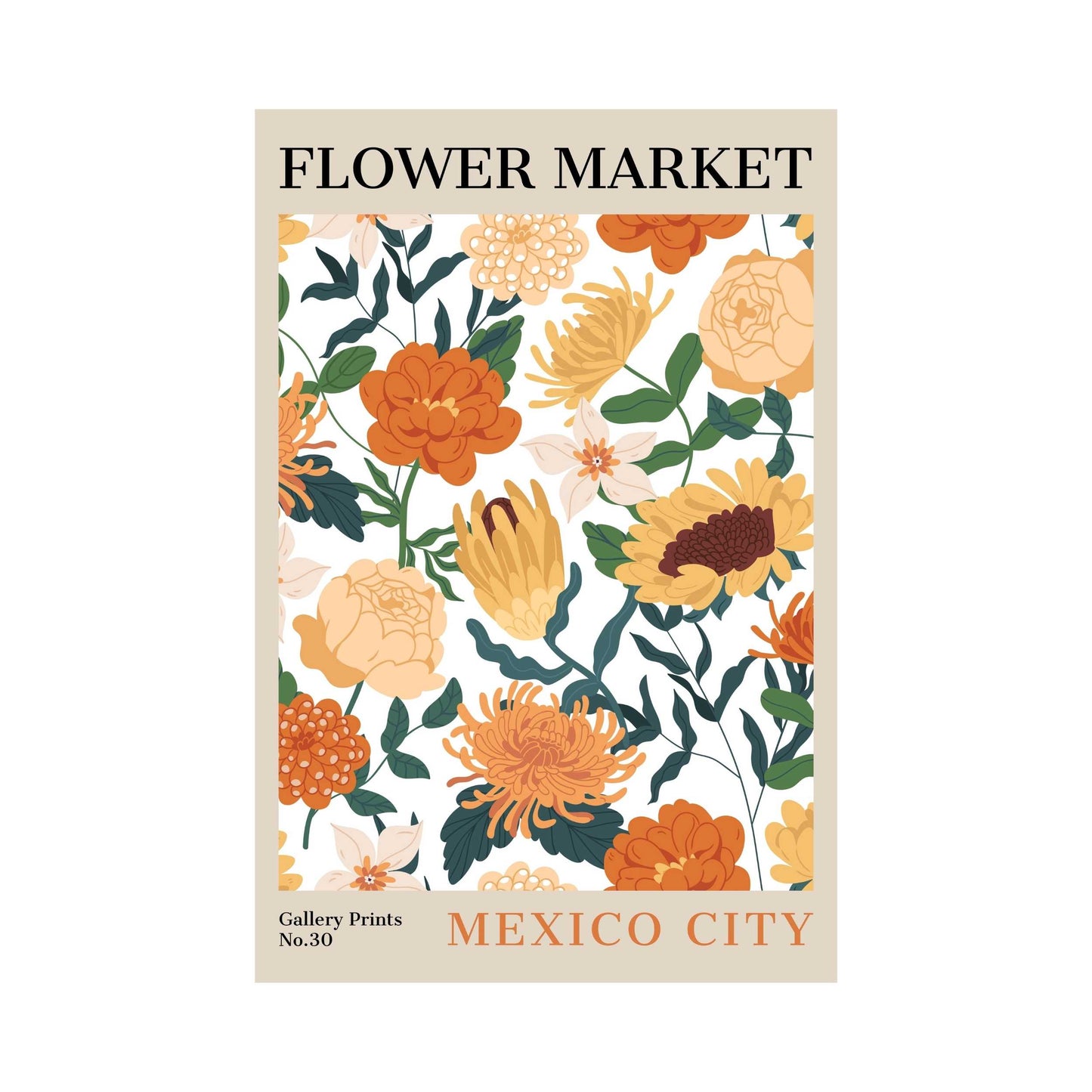 Mexico City Flower Market Poster | S01