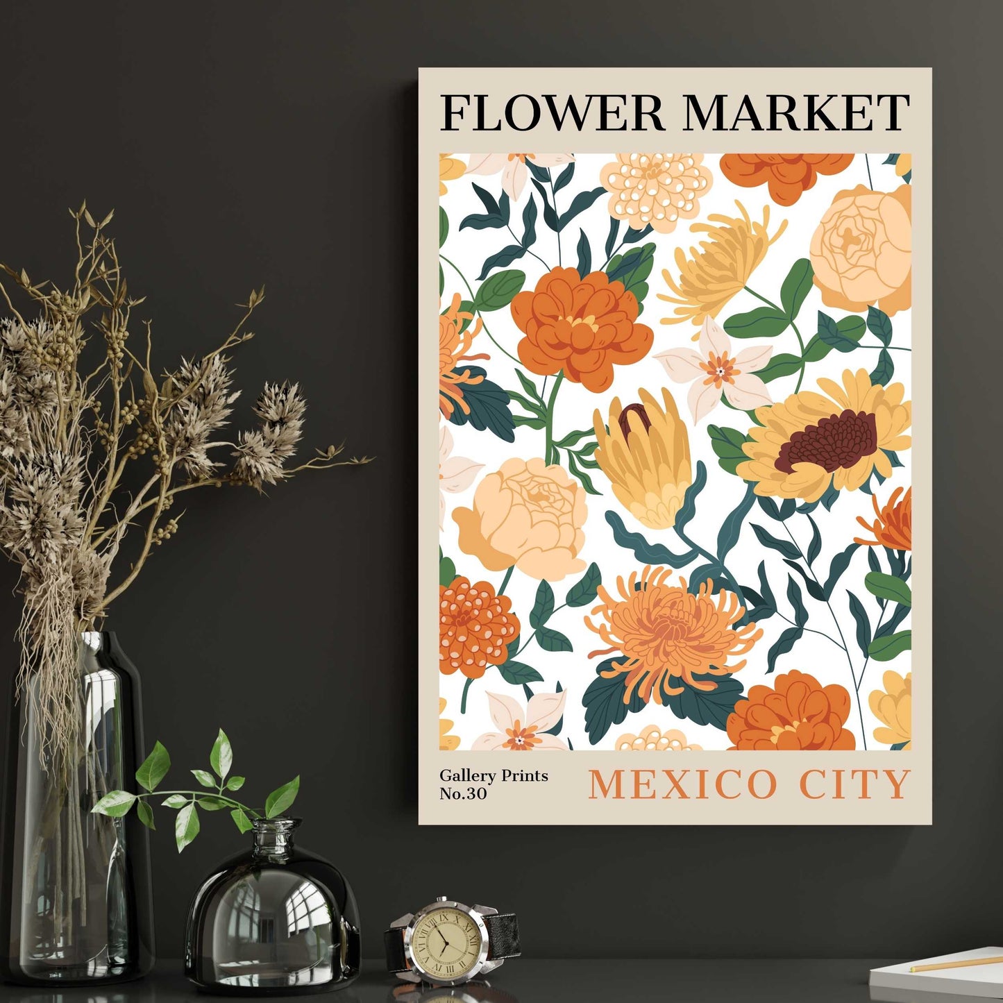 Mexico City Flower Market Poster | S01